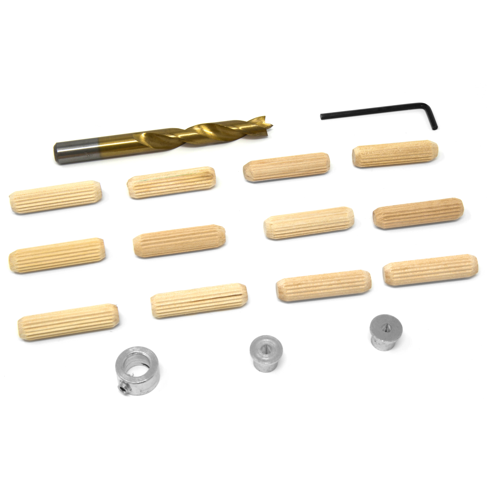 WEN Wooden Doweling Kit - 3/8in. Diameter, Titanium-Nitride-Coated Drill Bit, Fluted Birch Dowels, Model# JN038D